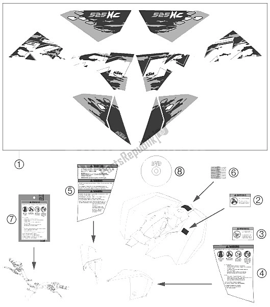 All parts for the Decal of the KTM 525 XC ATV Europe 2008