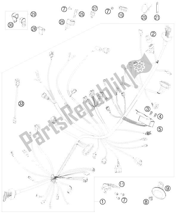 All parts for the Wiring Harness of the KTM 690 Duke Orange Australia United Kingdom 2009