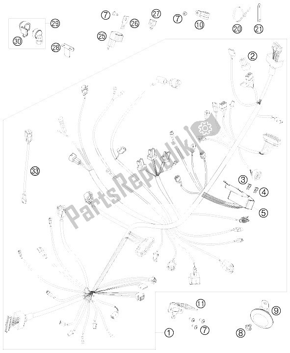 Toutes les pièces pour le Faisceau De Câblage du KTM 690 Duke White Europe 2008