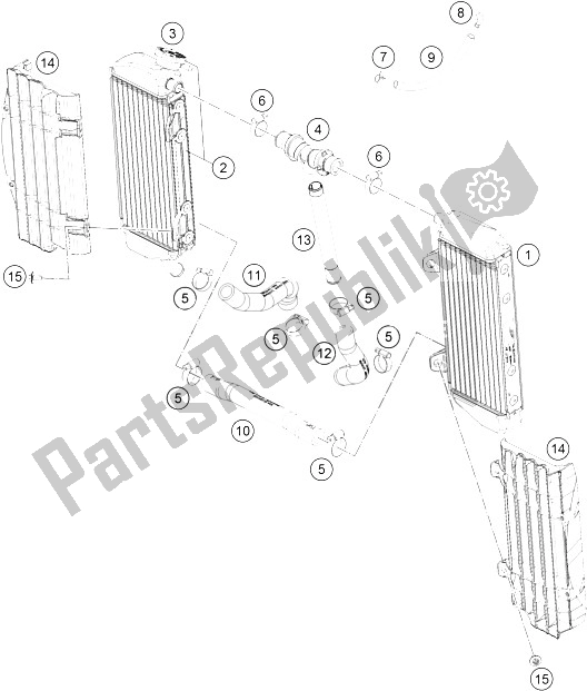 All parts for the Cooling System of the KTM 350 SX F Europe 2016