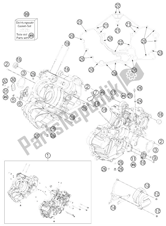 Todas las partes para Caja Del Motor de KTM 1190 RC8 R White USA 2013