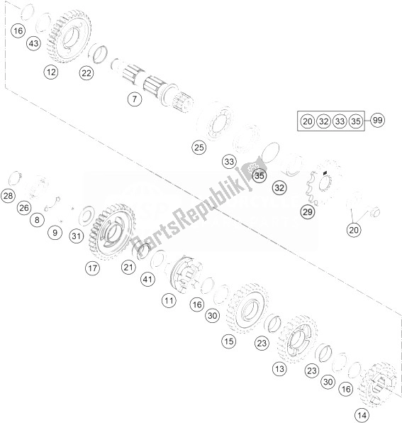 All parts for the Transmission Ii - Countershaft of the KTM 250 SX F Europe 2014