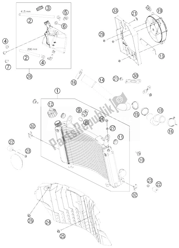 All parts for the Cooling System of the KTM 690 Enduro R Australia 2013