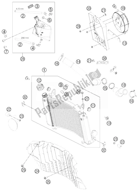 All parts for the Cooling System of the KTM 690 Enduro R USA 2013