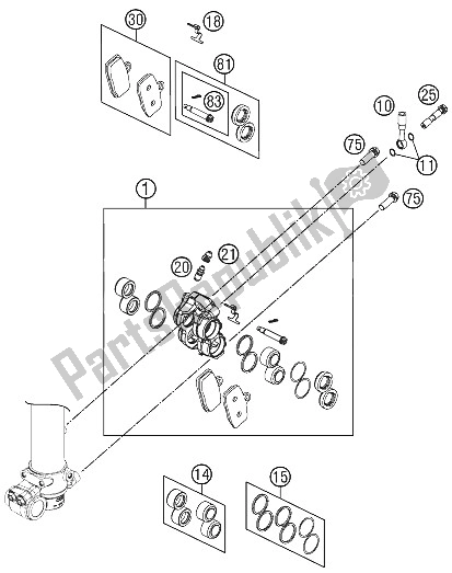 All parts for the Brake Caliper Front of the KTM 85 SXS 17 14 USA 2015