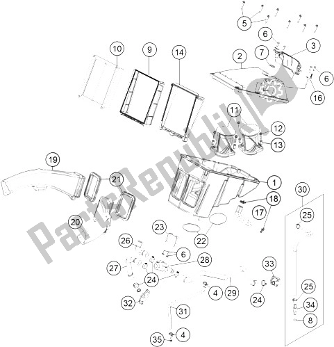 All parts for the Air Filter of the KTM 1190 Adventure ABS Grey Japan 2016