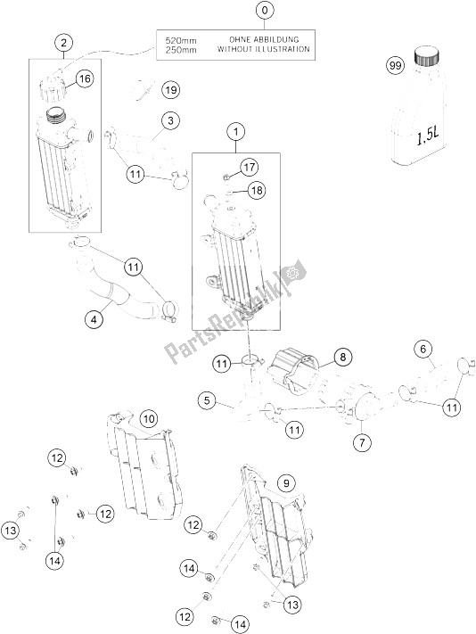 All parts for the Cooling System of the KTM Freeride E XC Europe 0 2016