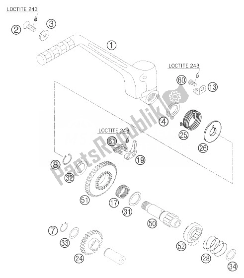 All parts for the Kickstarter 250/300 of the KTM 250 EXC United Kingdom 2004