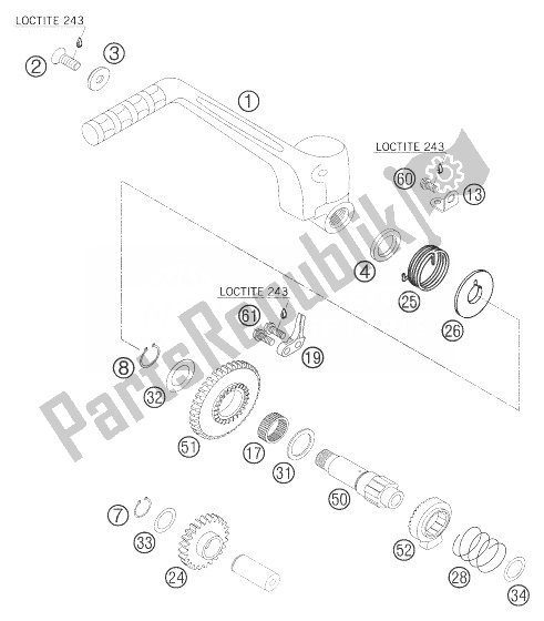 Todas as partes de Kickstarter 250/300 do KTM 300 EXC Australia 2004