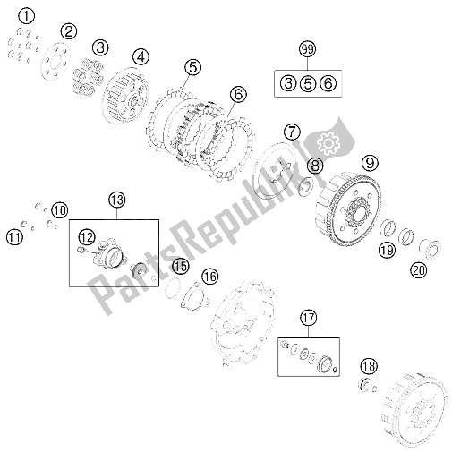 Tutte le parti per il Frizione del KTM 65 SXS USA 2012