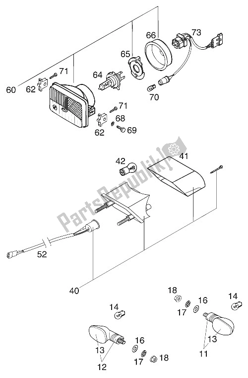 Tutte le parti per il Maschera - Indicatore Di Direzione - Luce Posteriore 125 Ex del KTM 125 EXE 100 Europe 2000