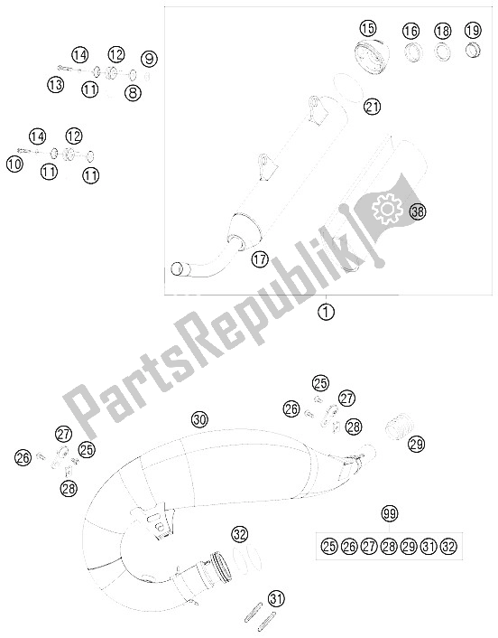 Todas las partes para Sistema De Escape de KTM 125 EXC Europe 2009