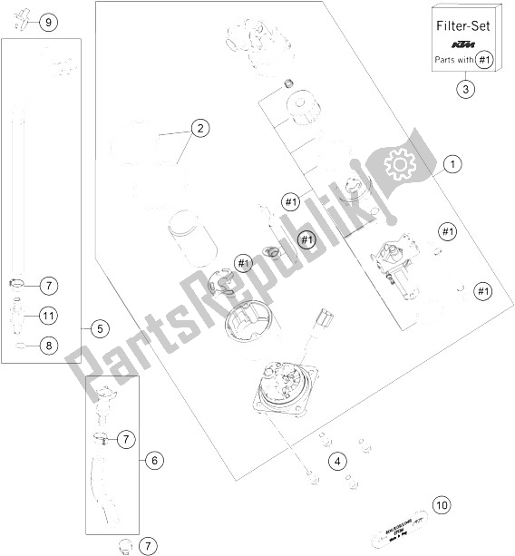 All parts for the Fuel Pump of the KTM 1290 Super Adventure WH ABS 15 France 2015