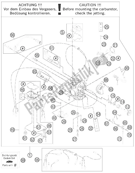 Tutte le parti per il Carburatore del KTM 450 SX F Europe 2012