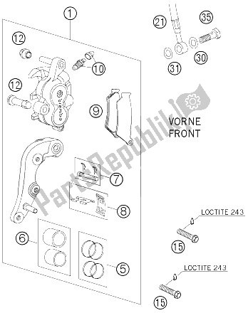 Tutte le parti per il Pinza Freno Anteriore del KTM 400 EXC Factory Europe 2005