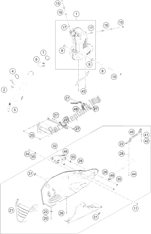 Toutes les pièces pour le Système D'échappement du KTM RC 390 White ABS B D 16 Japan 2016