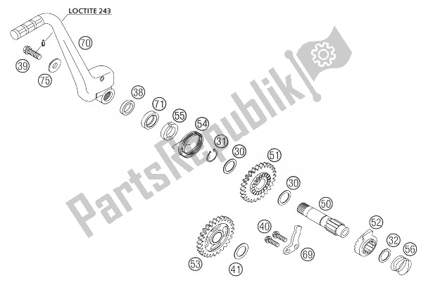 Alle onderdelen voor de Kickstarter 125/200 van de KTM 200 EXC United Kingdom 2004