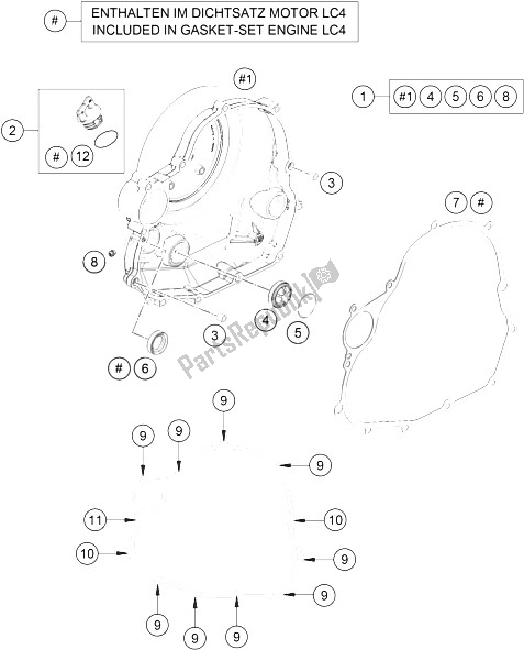 Todas as partes de Tampa Da Embreagem do KTM 690 Duke White ABS China 2015