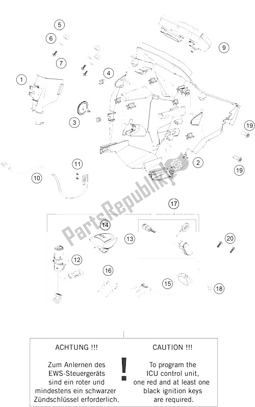 All parts for the Instruments / Lock System of the KTM 990 Supermoto T Orange France 2009