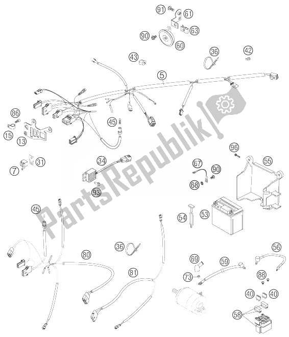 All parts for the Wiring Harness of the KTM 250 EXC F Australia 2007