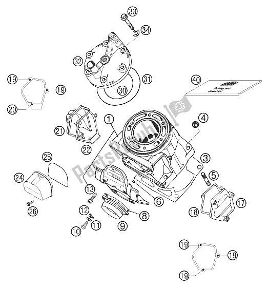 Tutte le parti per il Cilindro 380 2002 del KTM 380 EXC Australia 2002