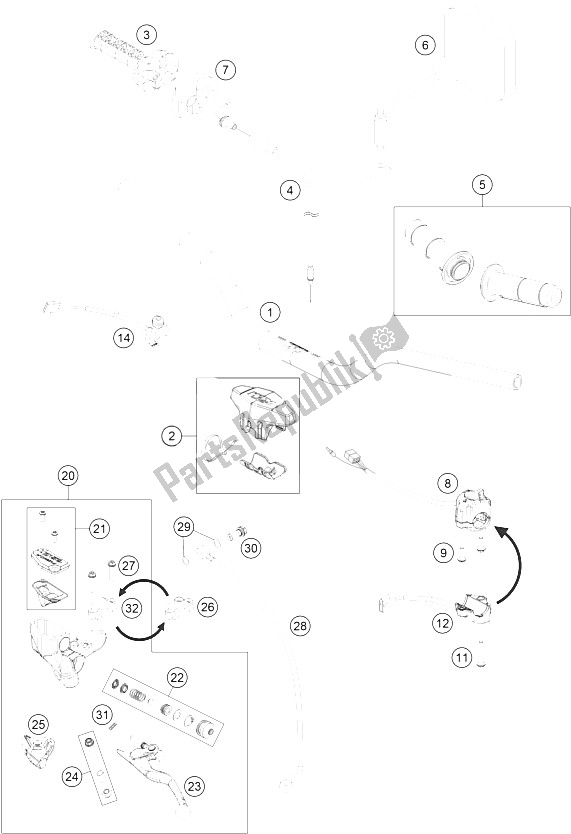 Toutes les pièces pour le Guidon, Commandes du KTM Freeride 250 R Europe 2015