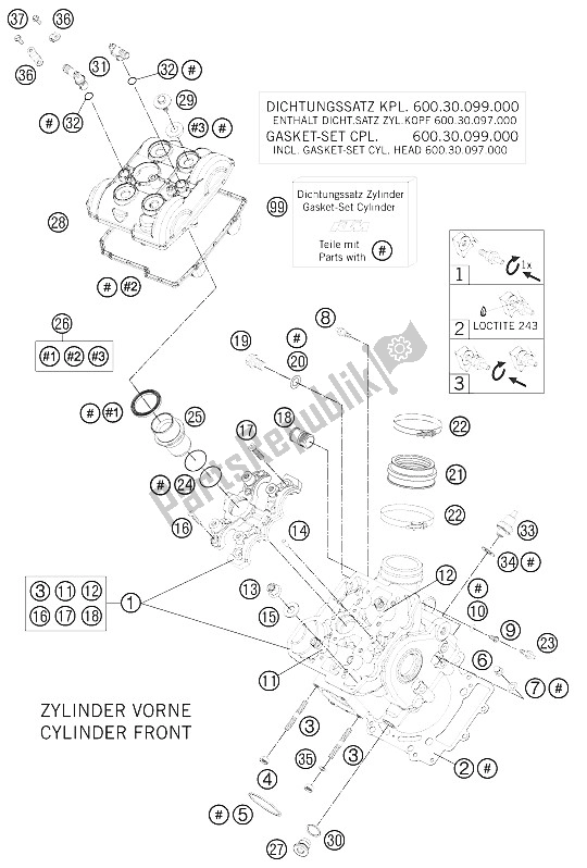 Tutte le parti per il Testata Anteriore del KTM 990 Super Duke R France 2011