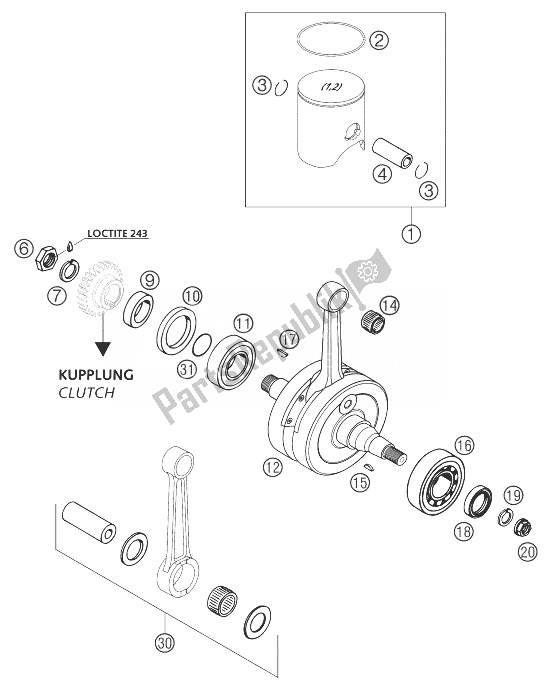 Todas las partes para Cigüeñal, Pistón 250 Sx de KTM 250 SX Europe 2003