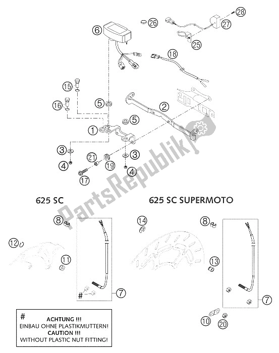 All parts for the Speedometer System M. A. E. 2002 of the KTM 625 SC Super Moto Europe 2002