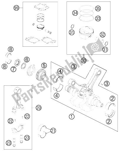 Todas las partes para Cigüeñal, Pistón de KTM 990 Adventure Black ABS Europe 2008