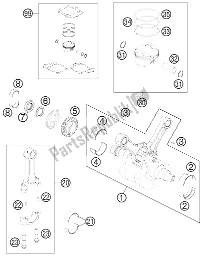 Toutes les pièces pour le Vilebrequin, Piston du KTM 990 Adventure Black ABS USA 2008