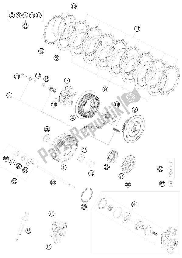 Toutes les pièces pour le Embrayage du KTM 450 SMR Europe 2012