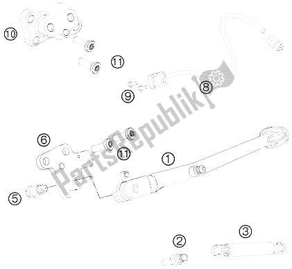 Alle onderdelen voor de Zij Stand van de KTM 990 Super Duke Black Europe 2011