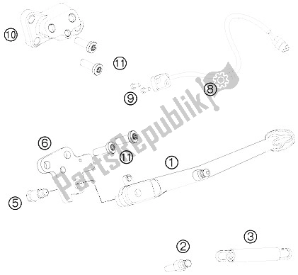 Alle onderdelen voor de Zij Stand van de KTM 990 Super Duke R Australia United Kingdom 2012