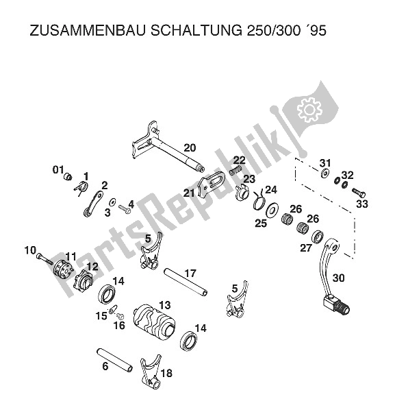 Todas las partes para Mecanismo De Cambio De Marcha 250/300/360 '96 de KTM 250 EGS M ö 12 KW Europe 1996