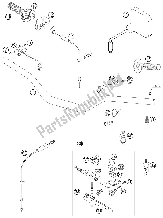 All parts for the Handlebar, Controls of the KTM 300 EXC SIX Days Europe 2005