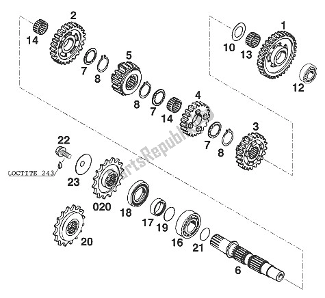 All parts for the Gearbox Ii 660 Rallye 20 of the KTM 660 Rallye Europe 2000