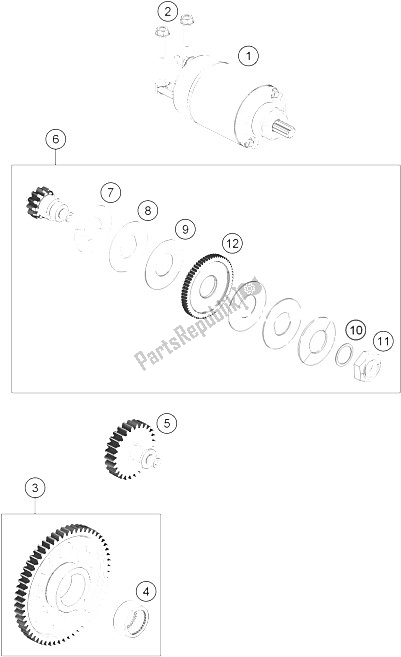 Toutes les pièces pour le Démarreur électrique du KTM 390 Duke White ABS B D 15 Europe 2015