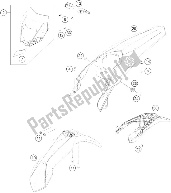 All parts for the Mask, Fenders of the KTM 350 XCF W SIX Days USA 2016