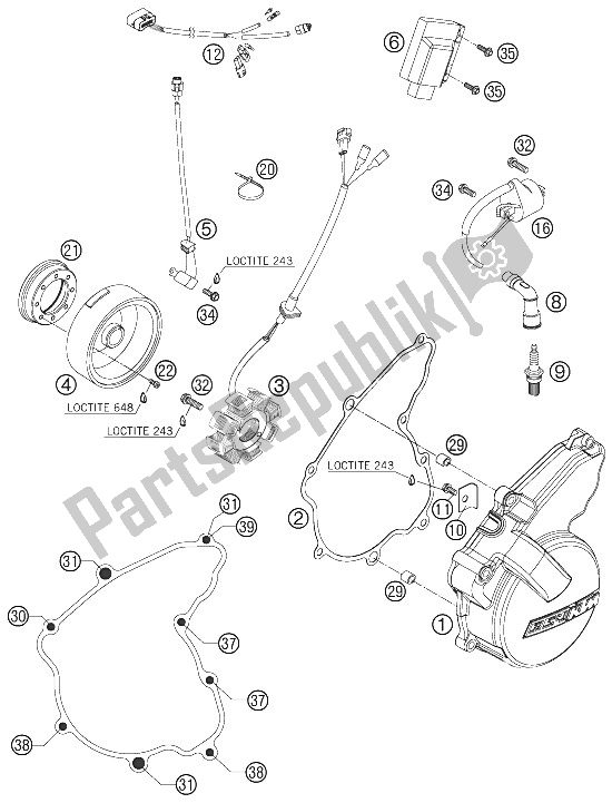 All parts for the Ignition System of the KTM 250 EXC F Australia 2008