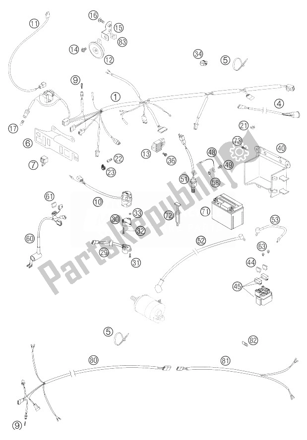 All parts for the Wiring Harness Racing Eu, Aus of the KTM 400 EXC Racing United Kingdom 2004