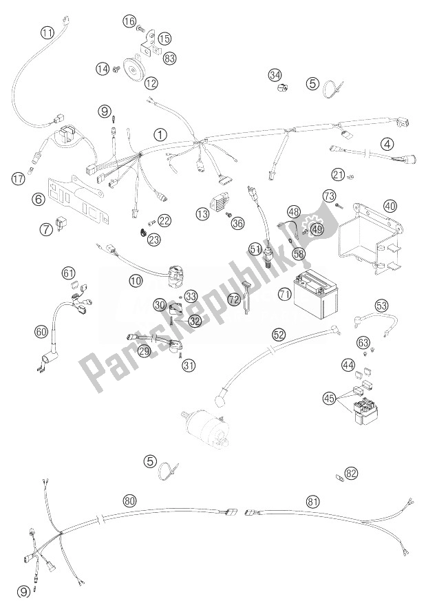 All parts for the Wiring Harness Racing Eu, Aus of the KTM 450 EXC Racing SIX Days Europe 2004