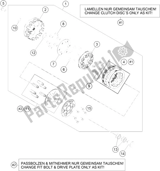 All parts for the Clutch of the KTM 50 SX Europe 2016