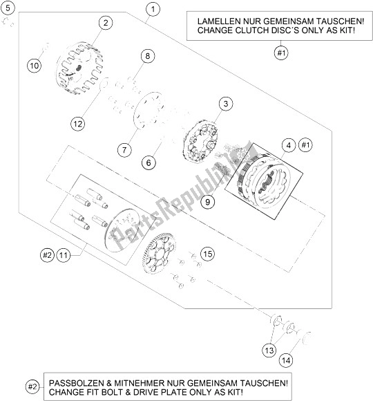 All parts for the Clutch of the KTM 50 SX Mini Europe 2015