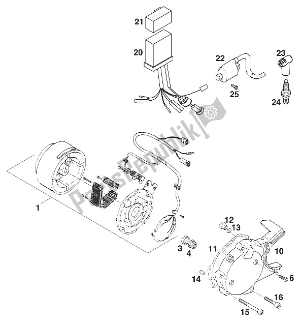 Toutes les pièces pour le Système D'allumage Digital 125 Lc2 '96 du KTM 125 LC2 100 WEIß BRD Europe 1996