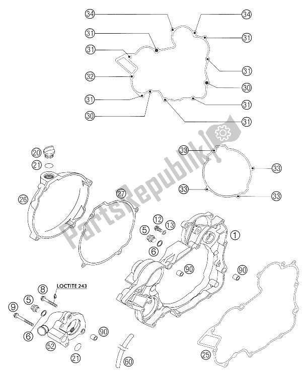 Tutte le parti per il Coperchio Frizione 200 Exc Gs 2001 del KTM 200 EXC GS Europe 2001