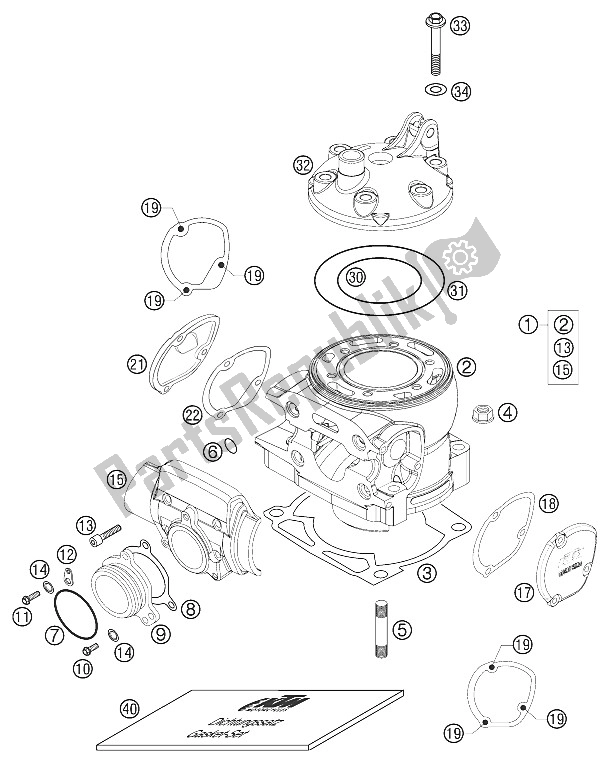 Tutte le parti per il Cilindro 250/300 2002 del KTM 300 EXC Australia 2002