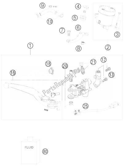 All parts for the Hand Brake Cylinder of the KTM 690 Duke R Europe 2010