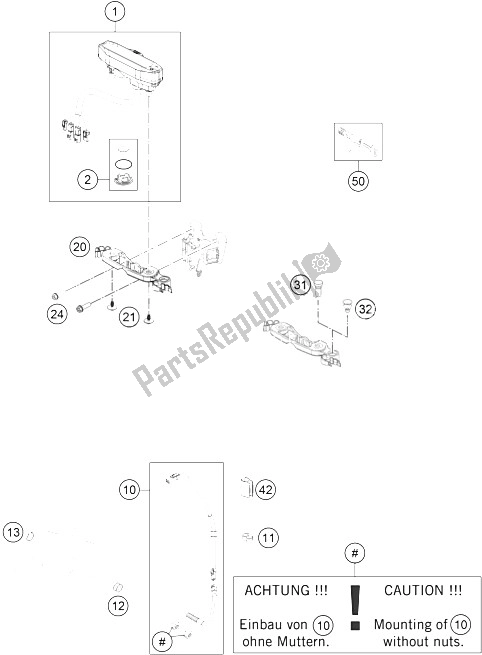 All parts for the Instruments / Lock System of the KTM 125 EXC Europe 2015