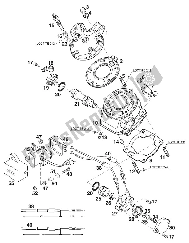 Tutte le parti per il Testata Euro 125 '97 del KTM 125 LC2 11 KW MIL Europe 1997